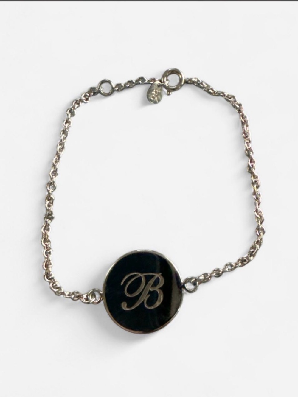 Initial 'B' Silver Chain Bracelet